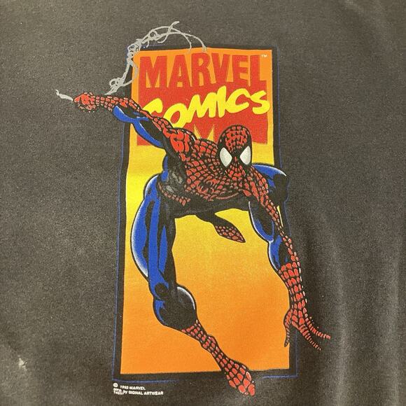 SPIDER-MAN Vintage 1993 Crewneck Pullover Sweatshirt Size XL Black - Picture 4 of 14